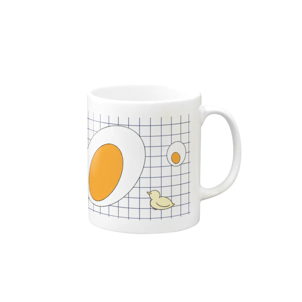 Lucieの鶏が先かたまごが先か Mug :right side of the handle