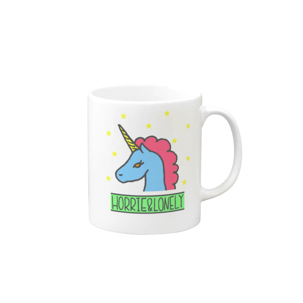 MY LONELY SPACEのSweet Dream Unicorn (Blue) Mug :right side of the handle