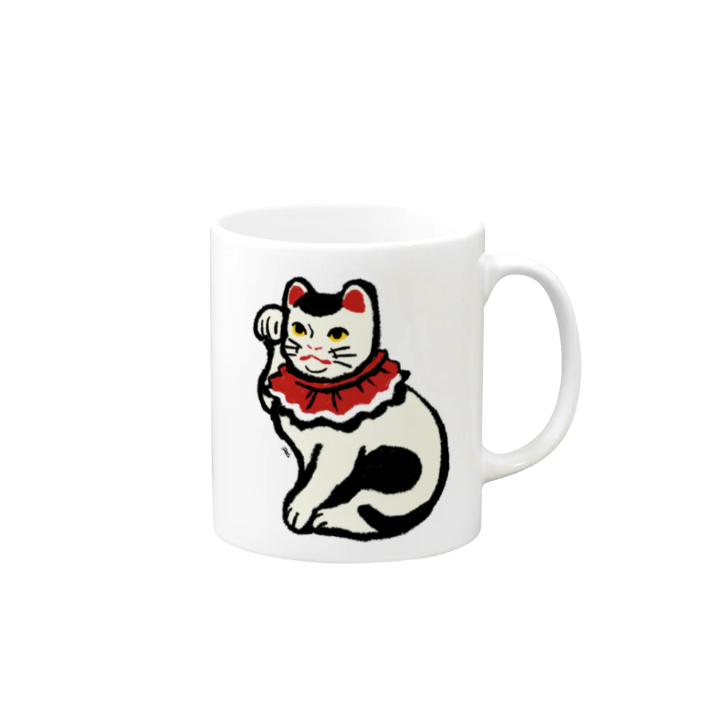 ^‥^ｼｬﾑの丸〆猫 Mug :right side of the handle