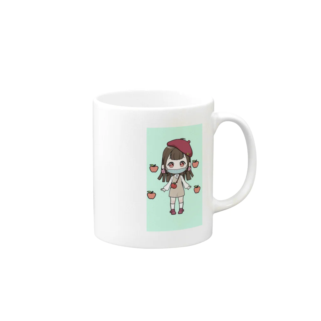 ありんこプロダクションの青リンゴちゃん（みかんが好き！） Mug :right side of the handle