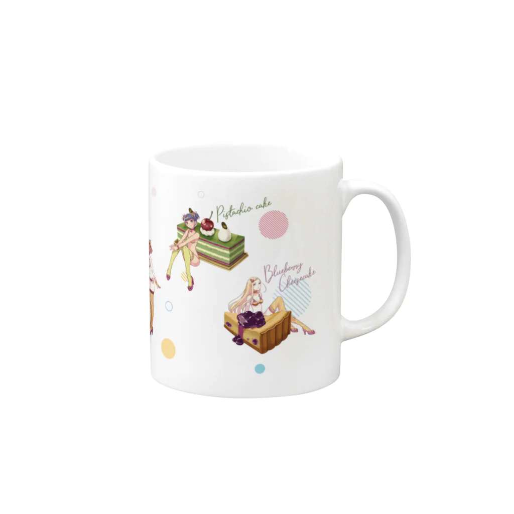 ERIMO–WORKSのSweets Lingerie Mug "SWEETS PARTY" Mug :right side of the handle