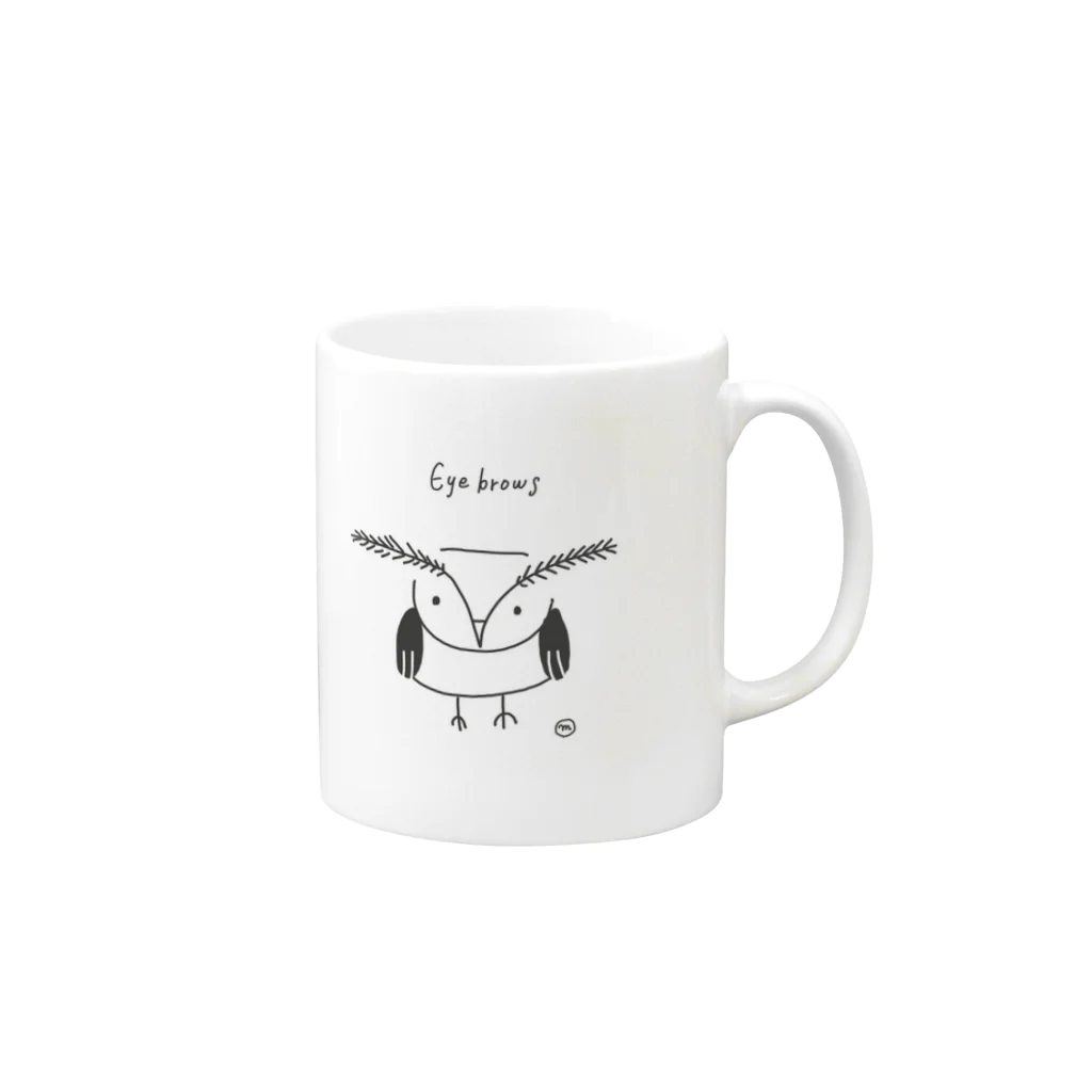 Moeco言うとりますけれどものEyebrow bird Mug :right side of the handle