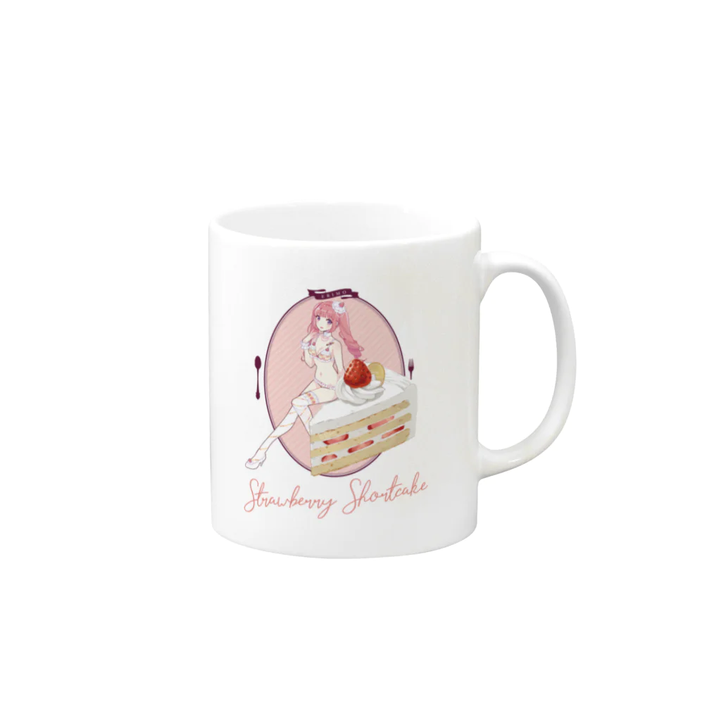 ERIMO–WORKSのSweets Lingerie Mug "Strawberry Shortcake" マグカップの取っ手の右面