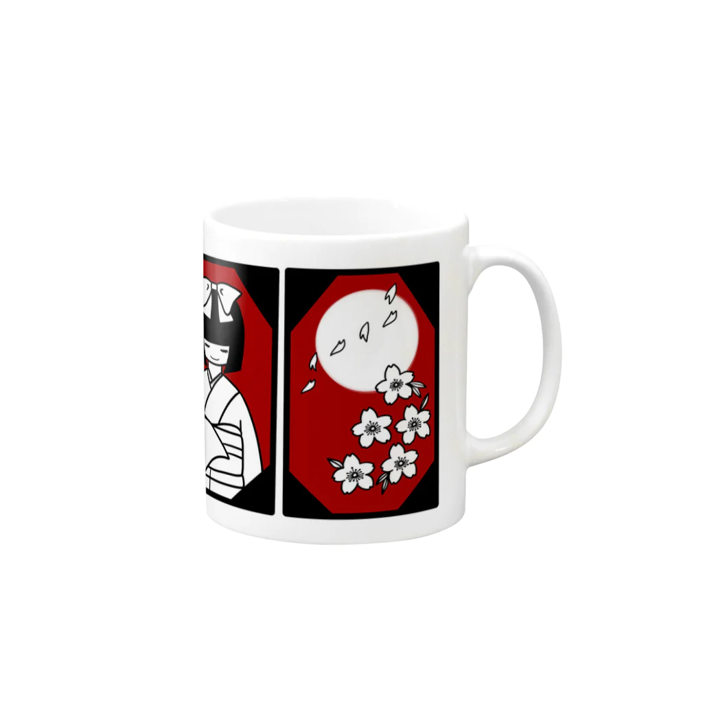 中西屋(歯車)の花札モチーフグッズ【改】背景色ver Mug :right side of the handle