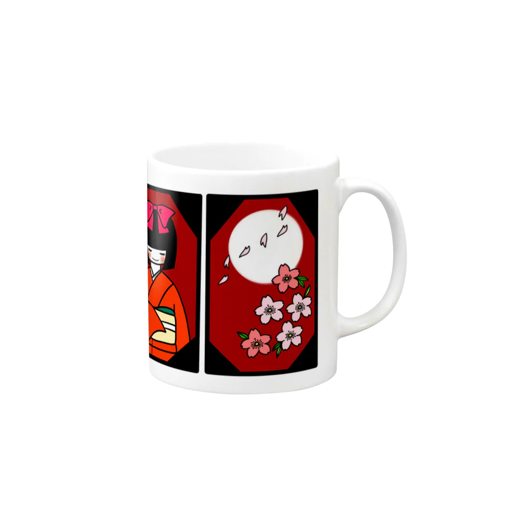 中西屋(歯車)の花札モチーフグッズ【改】フルカラーver Mug :right side of the handle