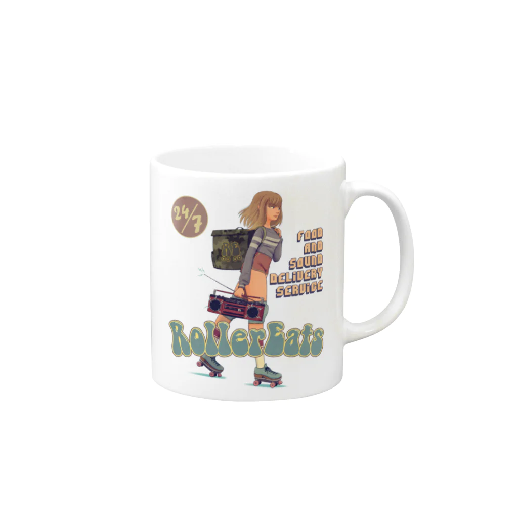 nidan-illustrationの"ROLLER EATS" Mug :right side of the handle