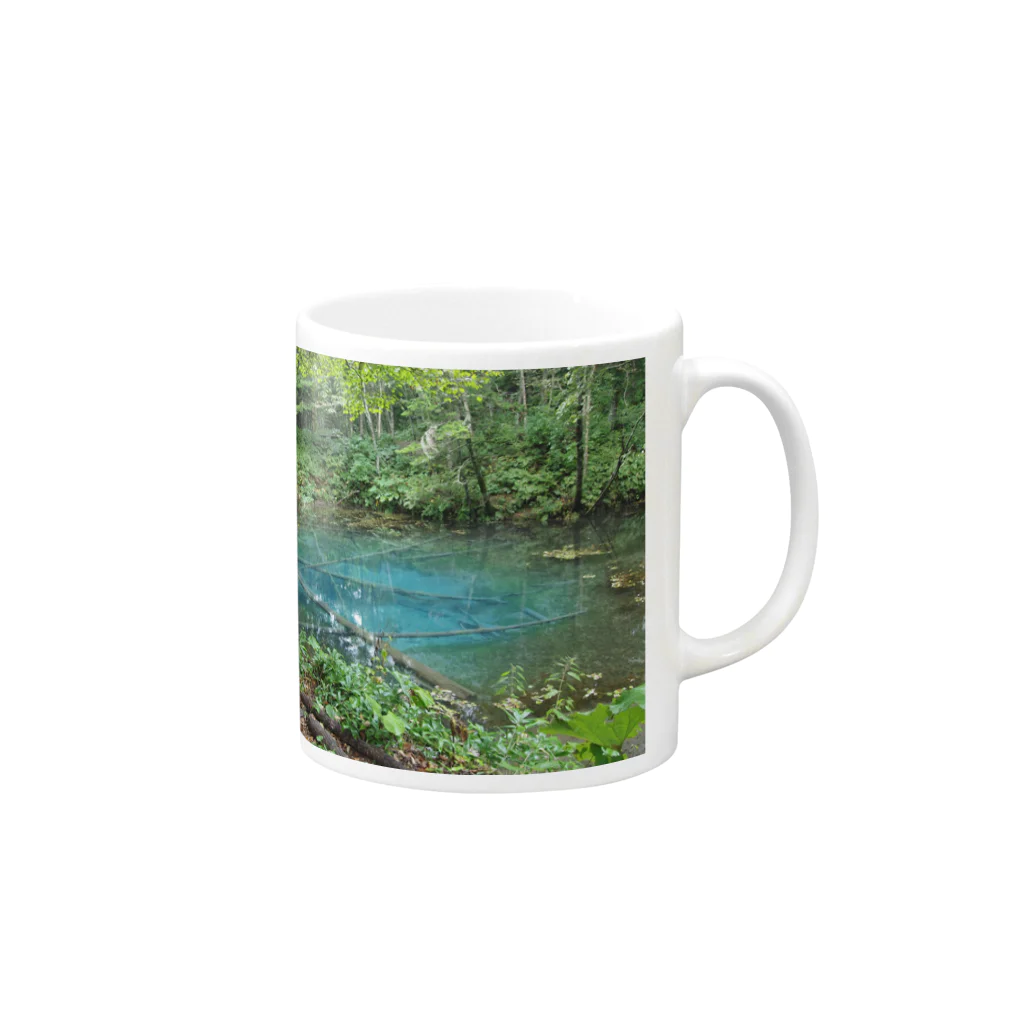 Pokkekkeの青い池 Mug :right side of the handle