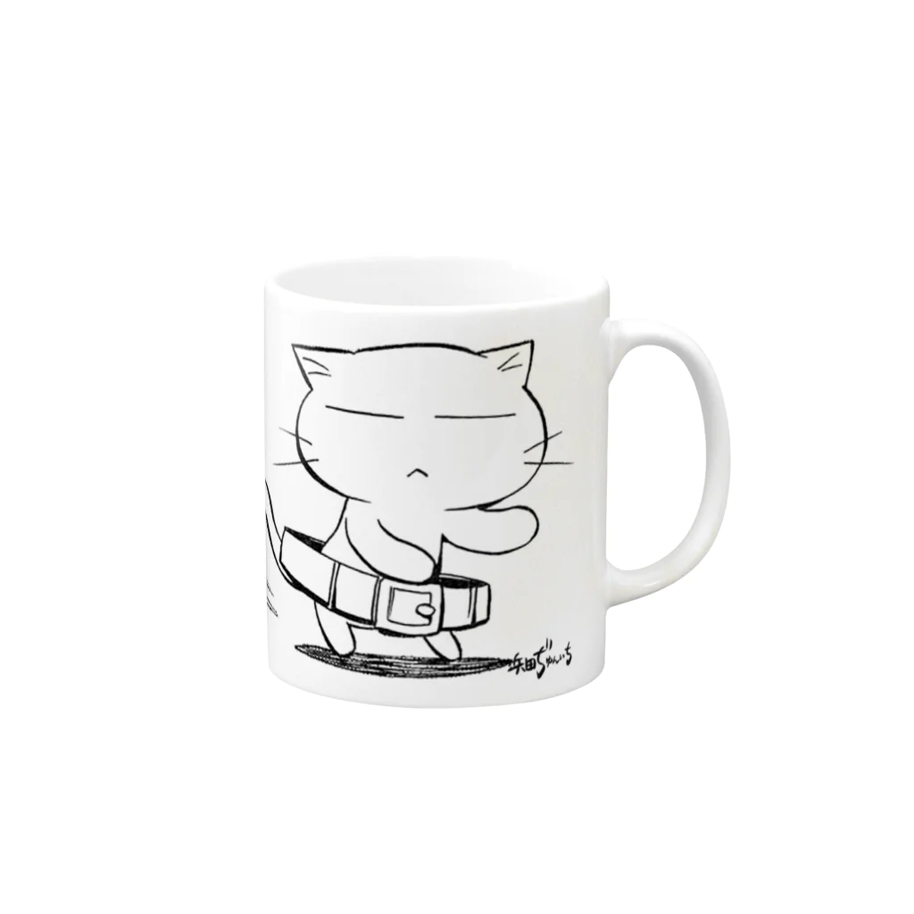 ねこガンマン オフィシャル。のねこガンマン(腰クイ) Mug :right side of the handle