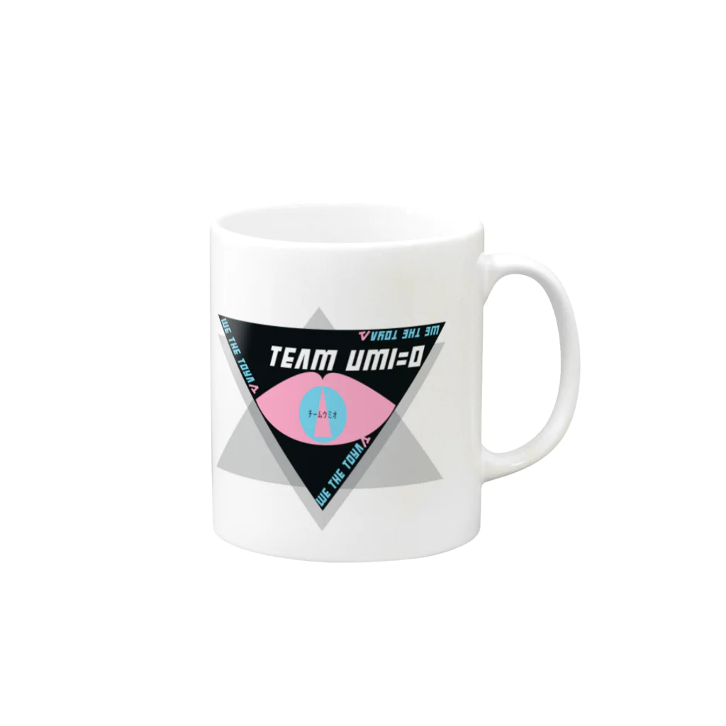 Team海男Umi-OのTeam海男スローガン＆メイソン Mug :right side of the handle