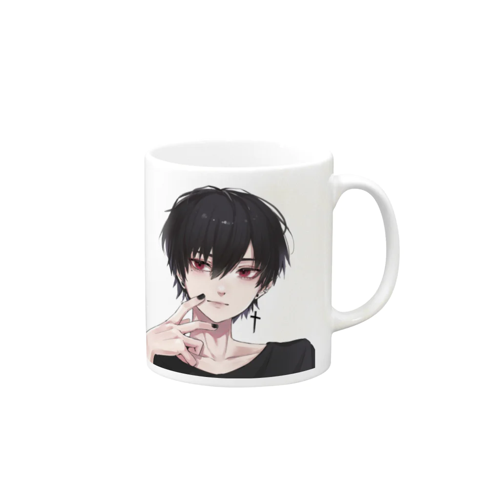 クロルの黒髪男子 Mug :right side of the handle