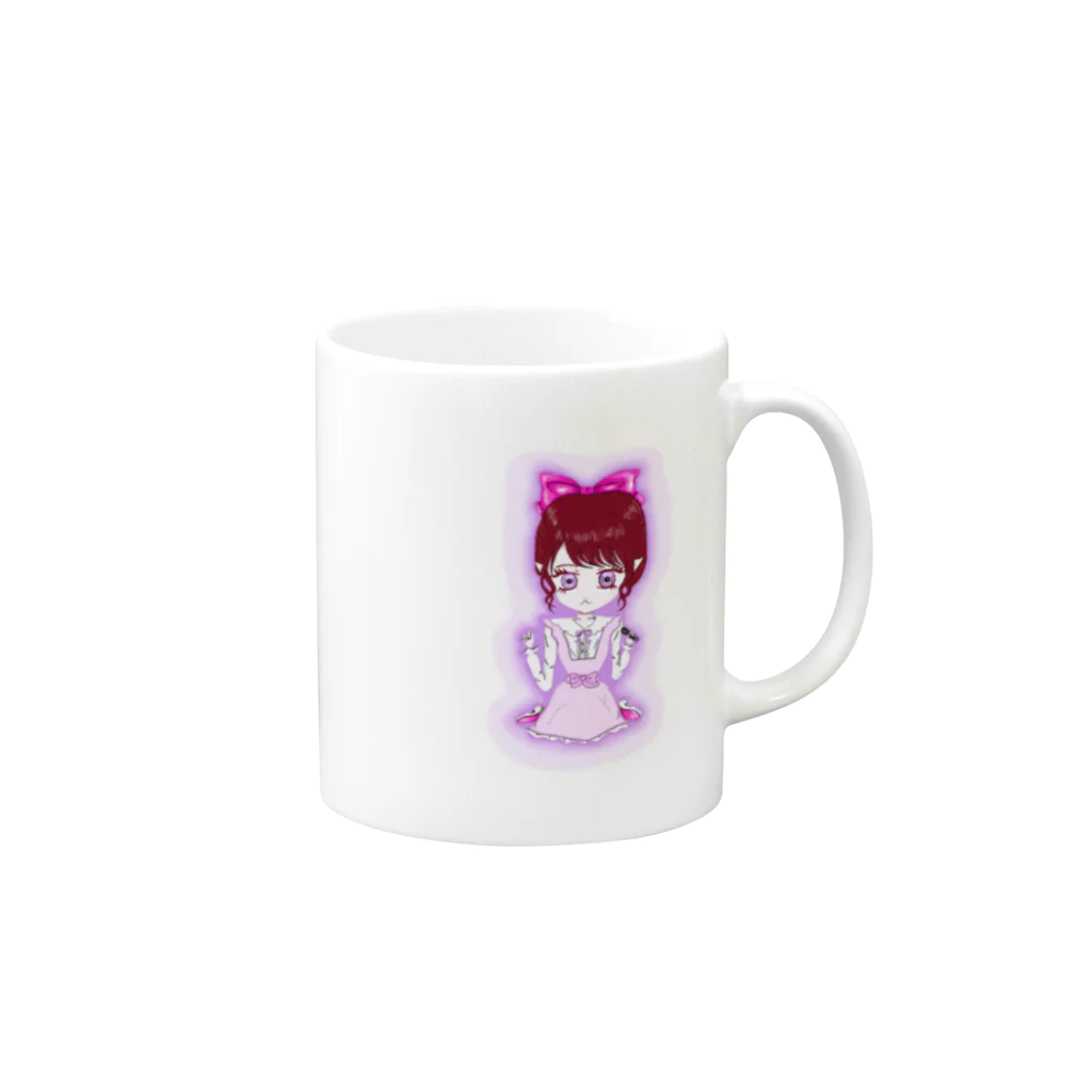 妖怪 水姫城-Yokai.Mizukijyo-ฅ^ơωơ^ฅ♡の🎀👻ネコちゃんฅ^ơωơ^ฅ♡ Mug :right side of the handle