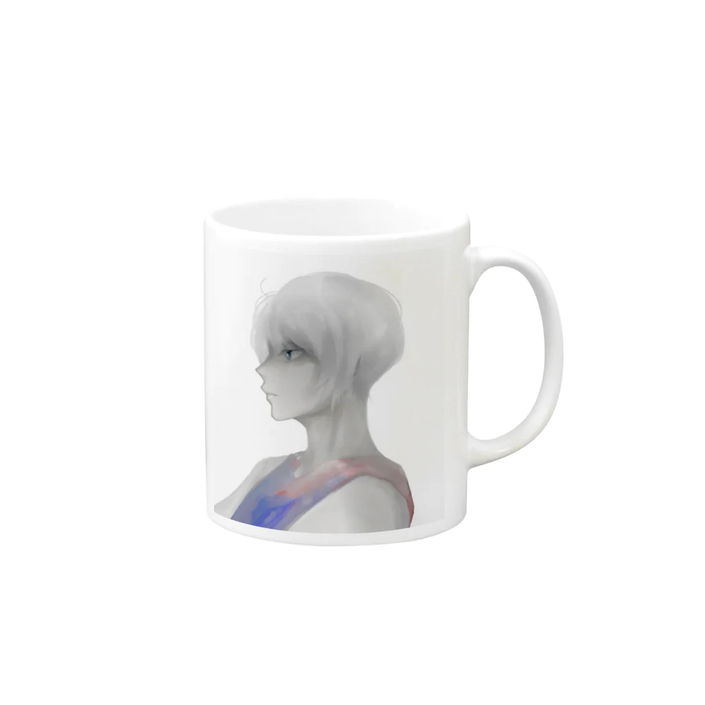 annnの白髪男子 Mug :right side of the handle