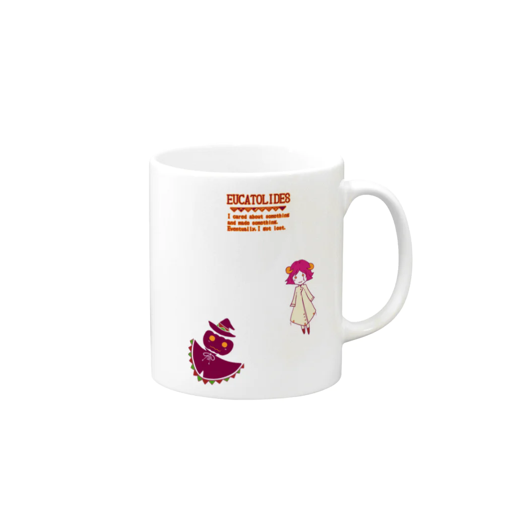 七枝工房SUZURI支店『EUCATOLIDES』の『かぼちゃおばけと羊娘』 Mug :right side of the handle