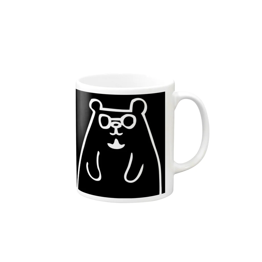 tのトミクマ ブラック×ホワイト Mug :right side of the handle