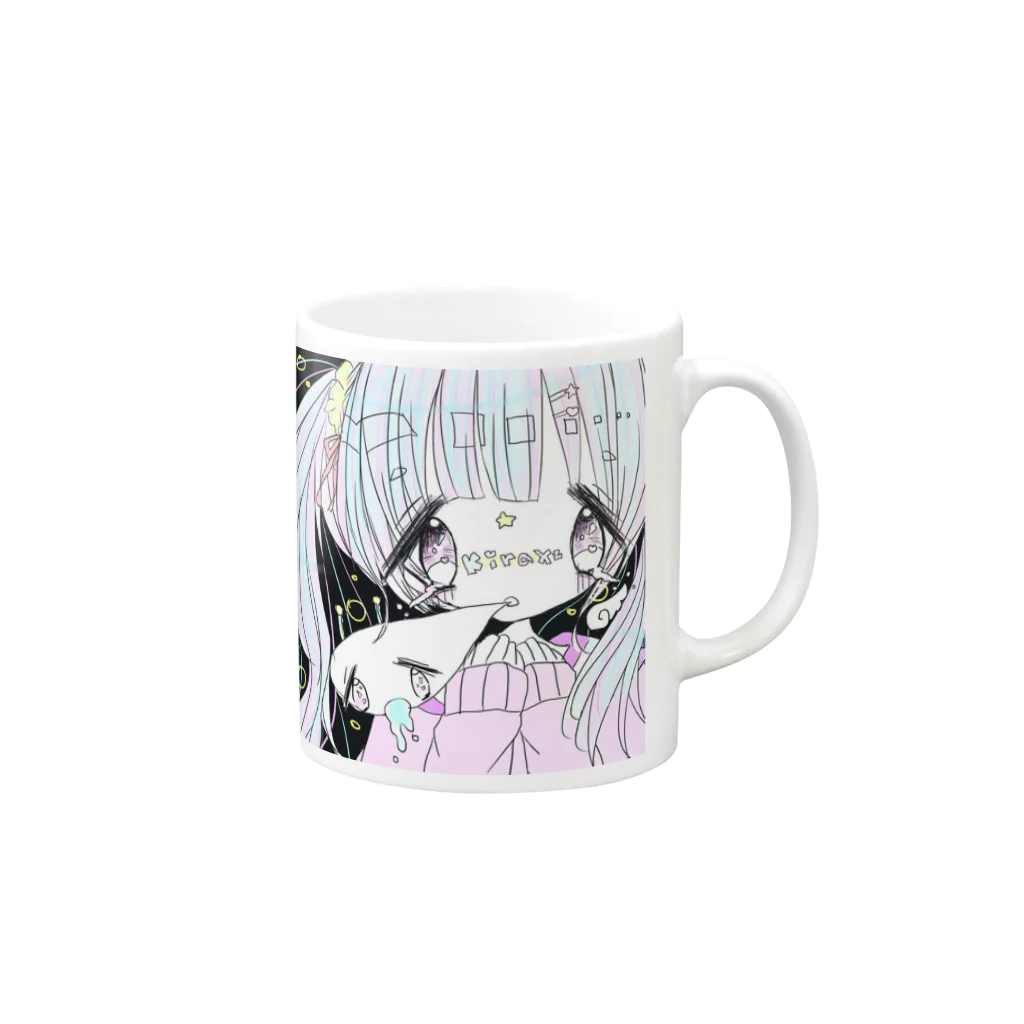 おやすみツインテールのkira×2 Mug :right side of the handle