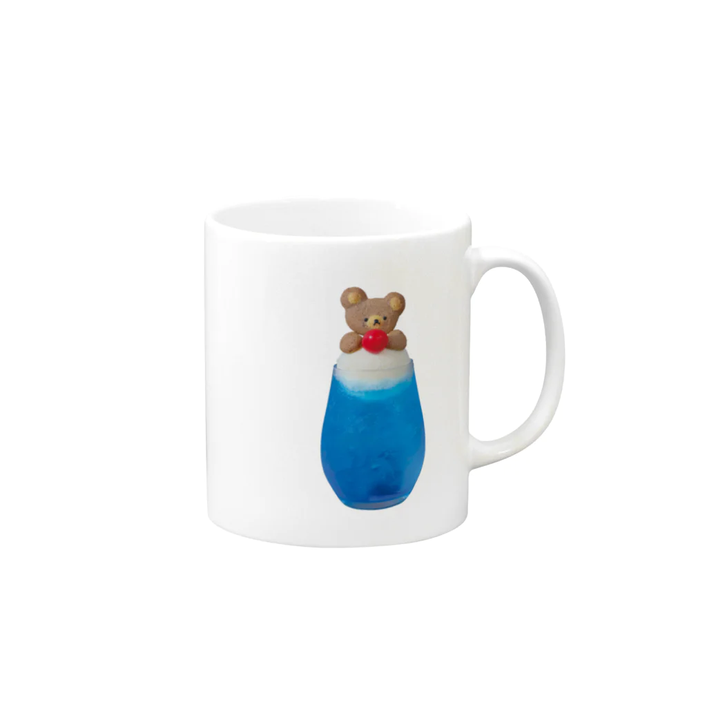 トゥインクルのクマのクリームソーダ青色 Mug :right side of the handle
