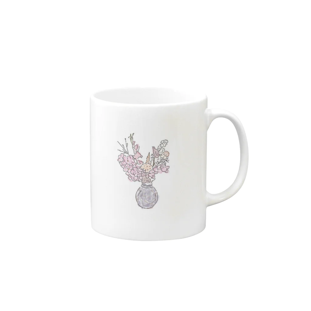 なんでもあるお花屋さんの大事なお花 with color Mug :right side of the handle