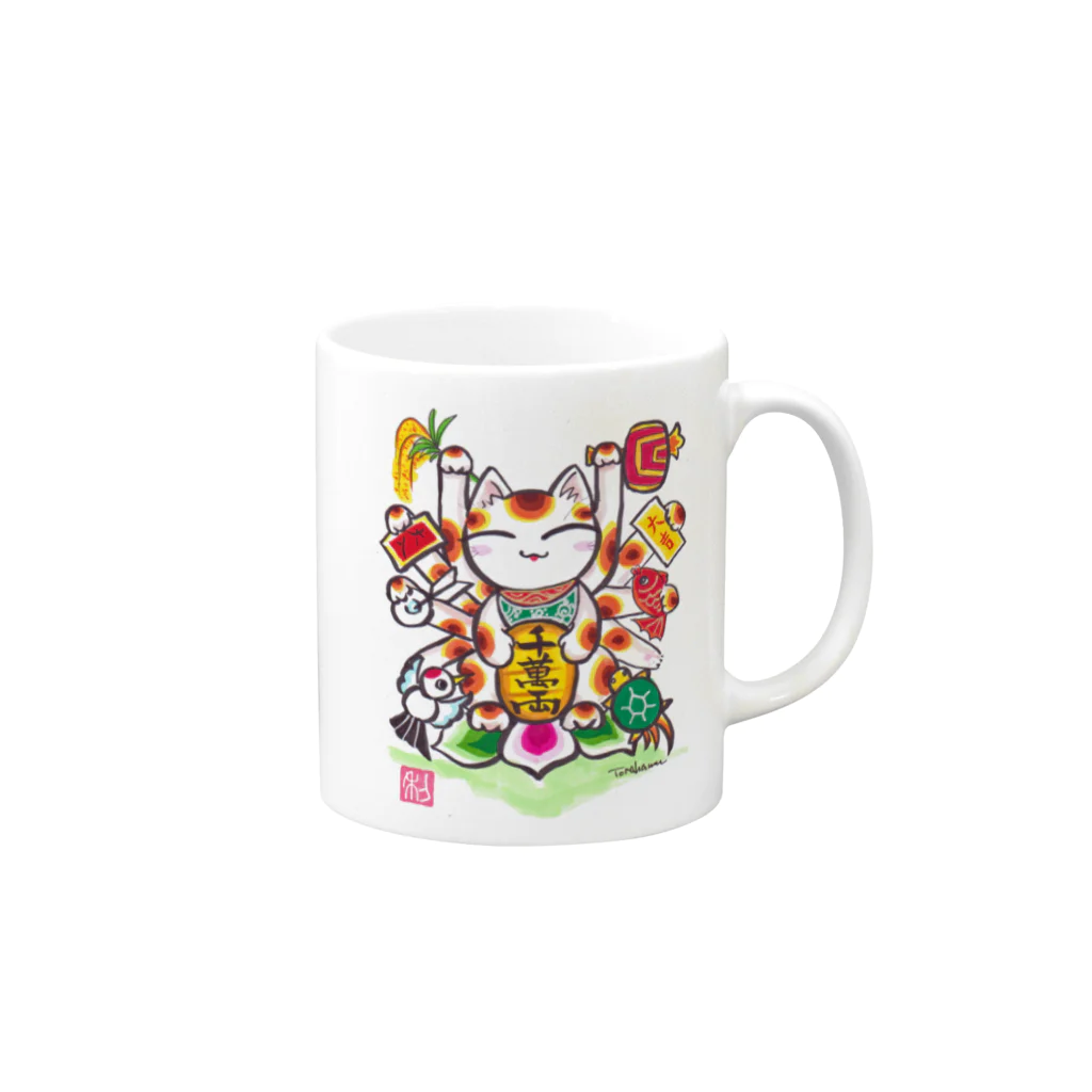 Torahamu39の縁起招き猫 Mug :right side of the handle