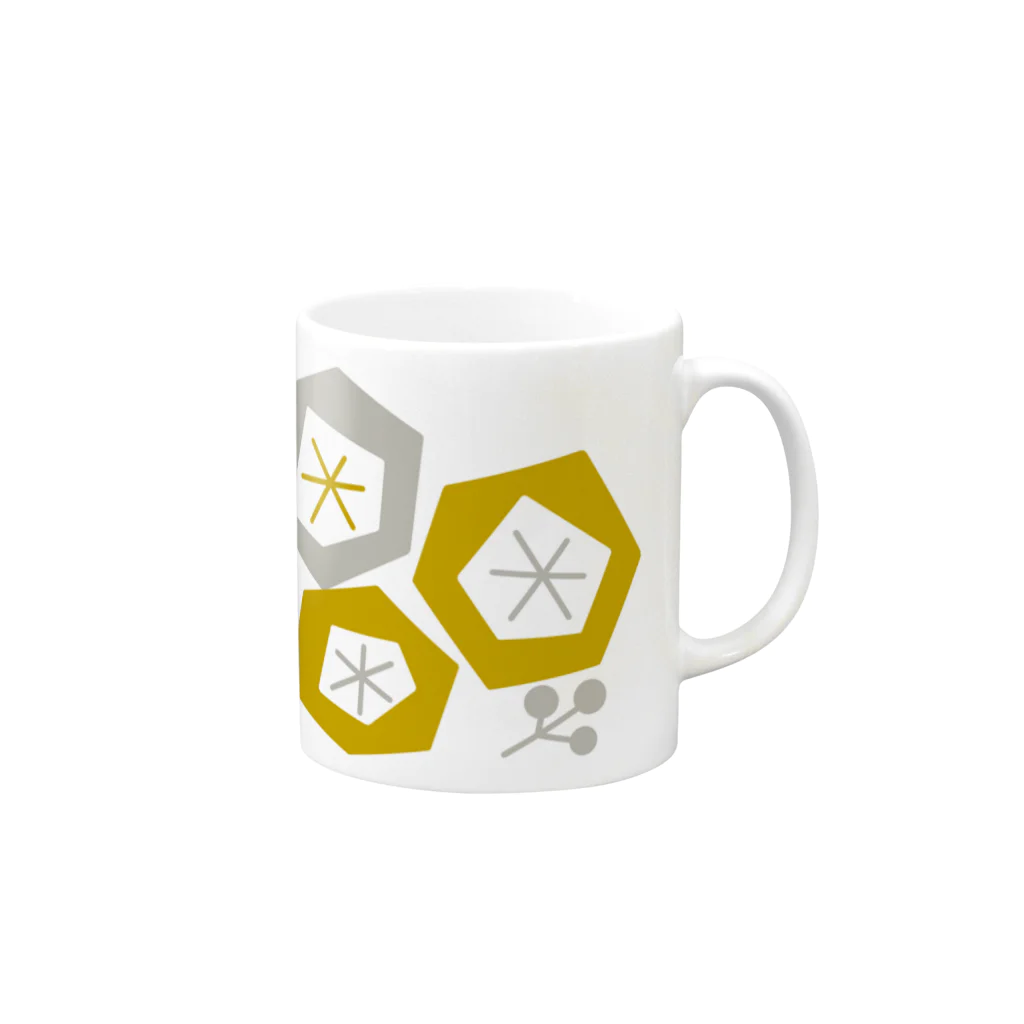Söpöの黄色とグレーマグカップ Mug :right side of the handle