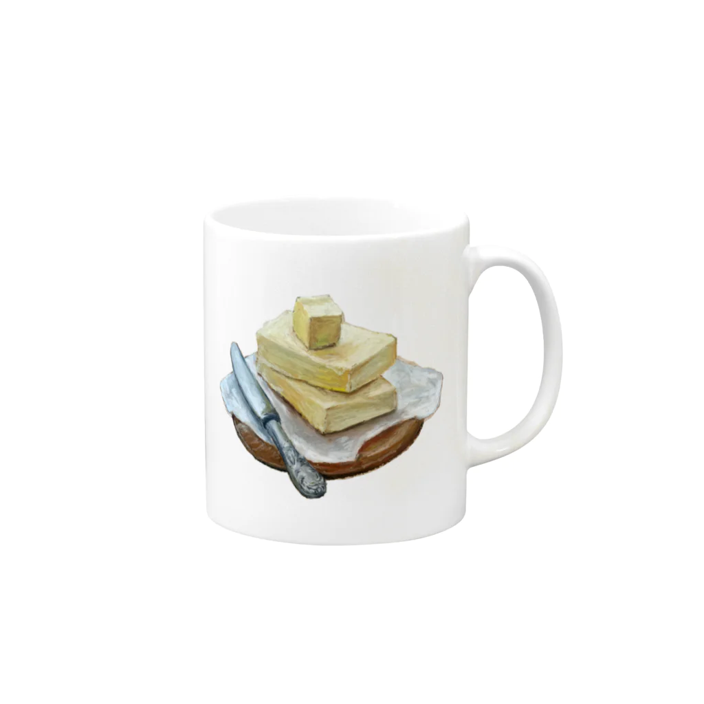 oilpastelhinaのバター Mug :right side of the handle