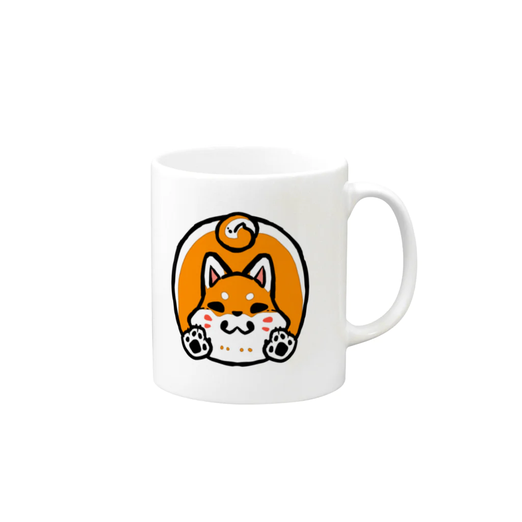 墨吉ぽち狐のふくら柴犬（茶） Mug :right side of the handle