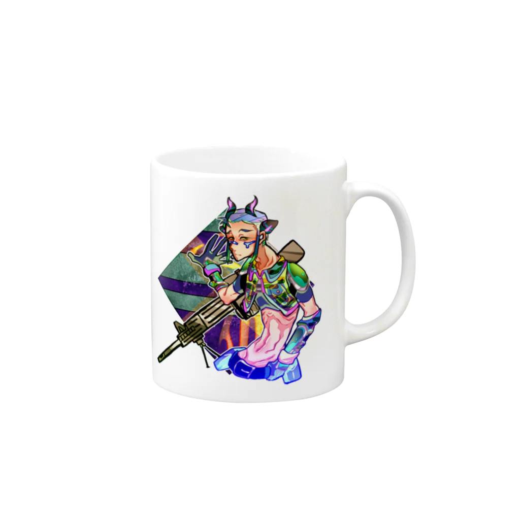 墨吉ぽち狐のヤギュウ Mug :right side of the handle