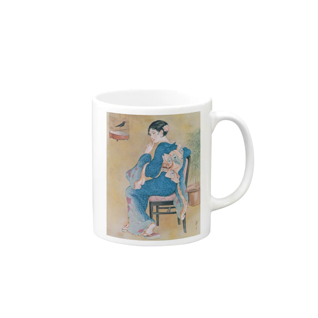 世界の絵画アートグッズの高畠華宵《口まね》 Mug :right side of the handle