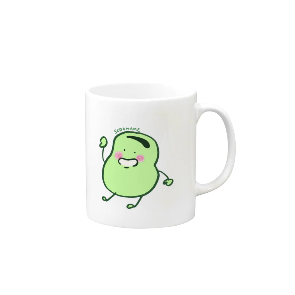 🌱🥜そらまめのそらまめグッズ Mug :right side of the handle