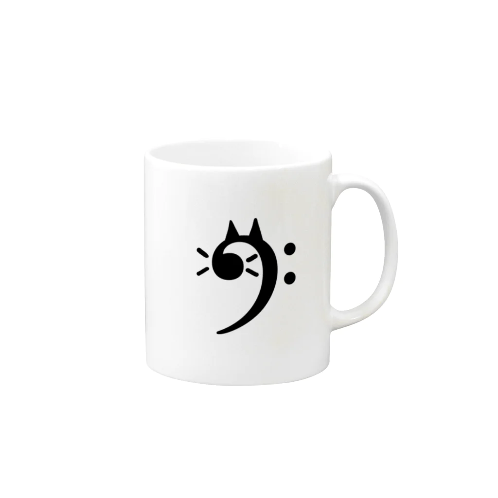 チェロ猫のヘ音記号ちゃん（猫） Mug :right side of the handle