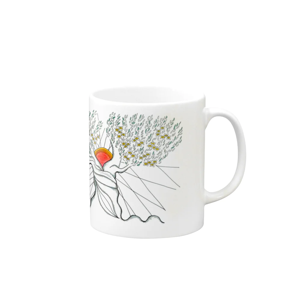 TSUBAMAILのolive-花- Mug :right side of the handle