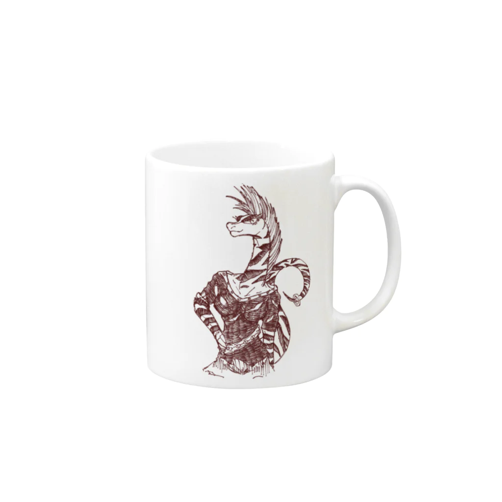 キノコさん太郎のバジャダサウルスレディ Mug :right side of the handle