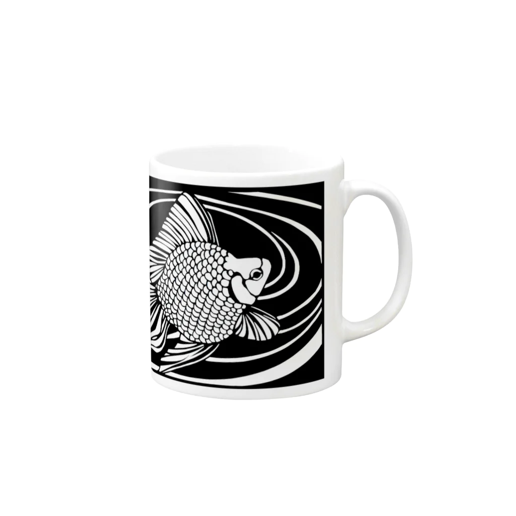 海人〜うみんちょ〜の切り絵金魚  琉金  〜雅〜 Mug :right side of the handle