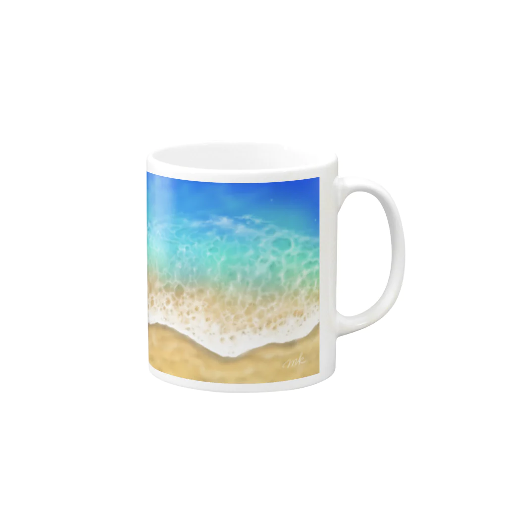 Masami’s artworksのキラキラ水面・ビーチ柄シリーズ2 Mug :right side of the handle