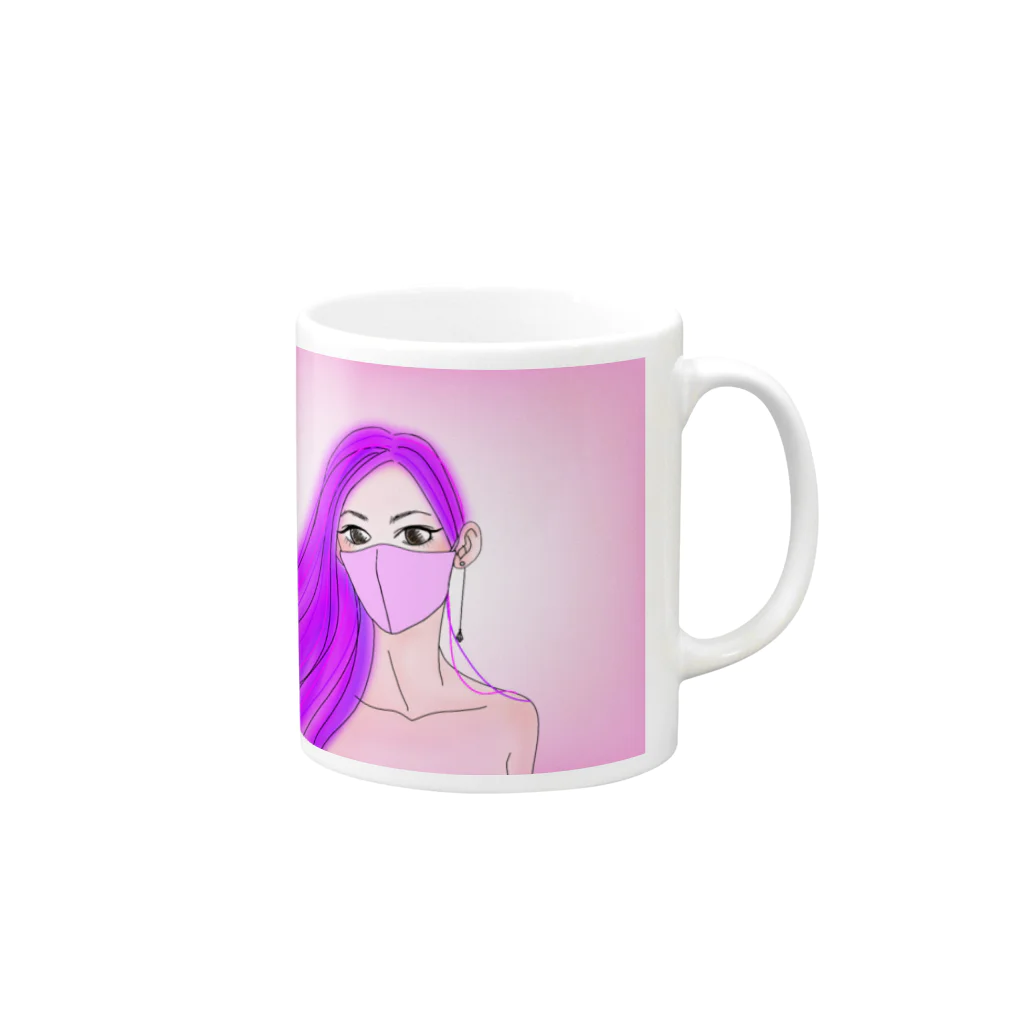 Ｍ✧Ｌｏｖｅｌｏ（エム・ラヴロ）の立体マスクさん♪ Mug :right side of the handle