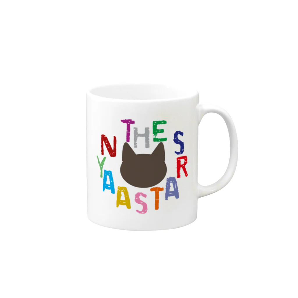 YOSSEY_GOODSのニャアスターズマグカップ Mug :right side of the handle
