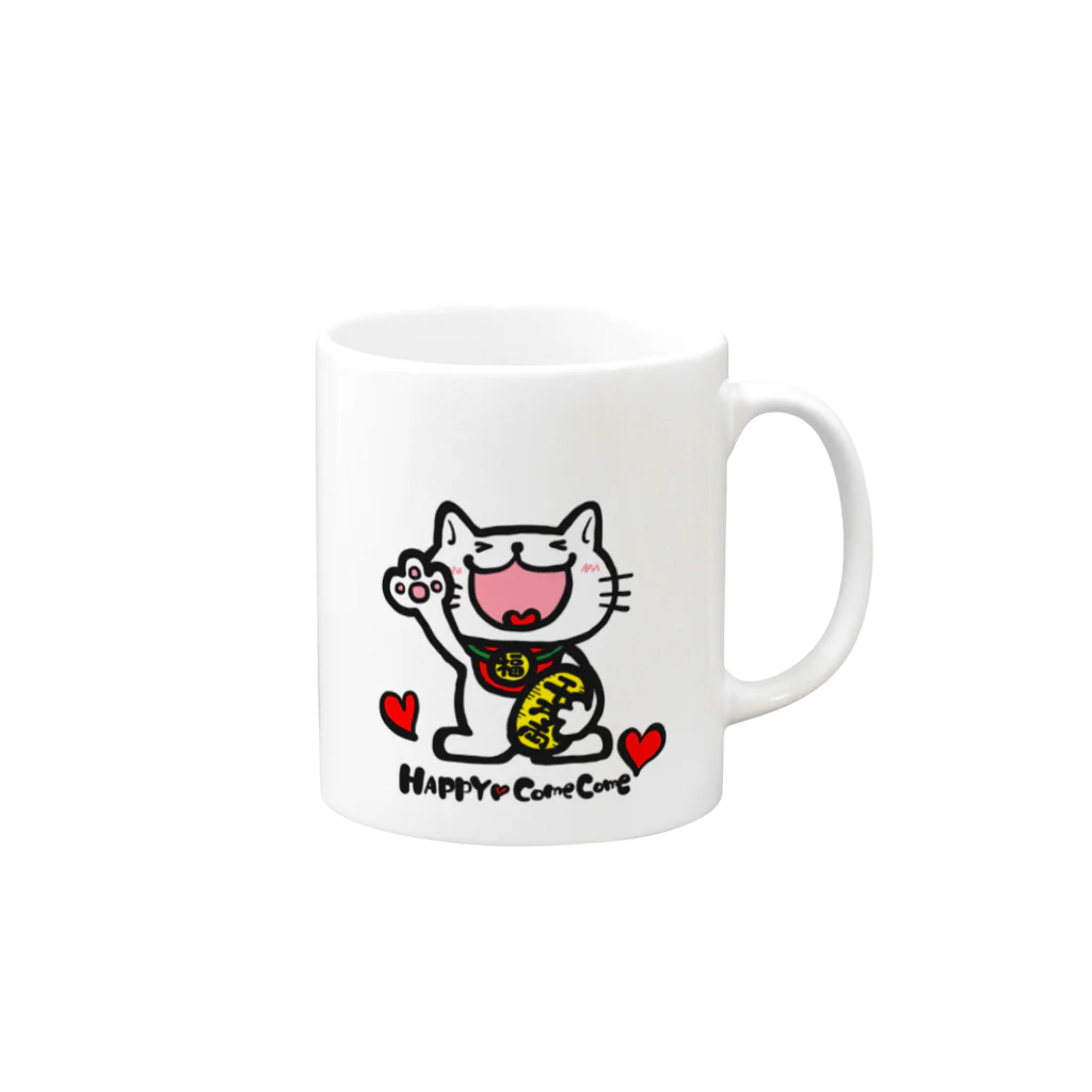 ❤Loveちゃんshop❤の/ HAPPYにゃんこ Mug :right side of the handle