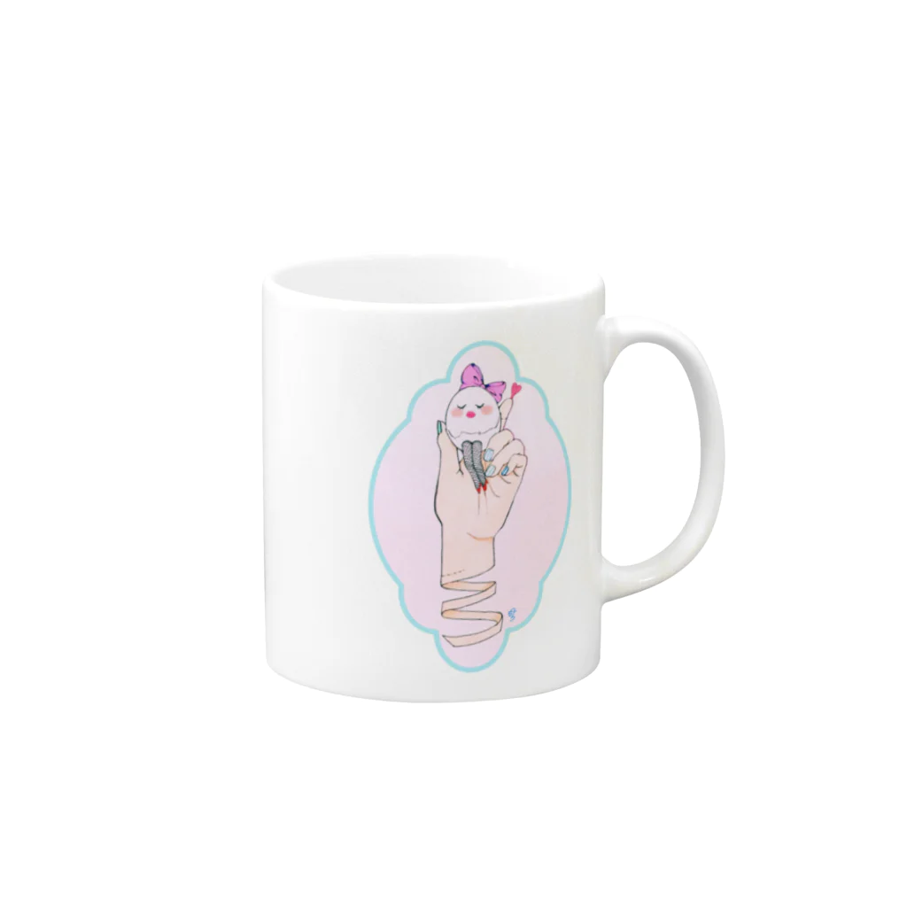 メロンソーダの島のたまごちゃん(スカイブルー) Mug :right side of the handle