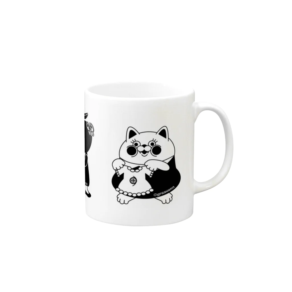 yukosu_furugiのgrasoann   ✖️yukosu_furugi  モノトーン  イラストおんりー Mug :right side of the handle