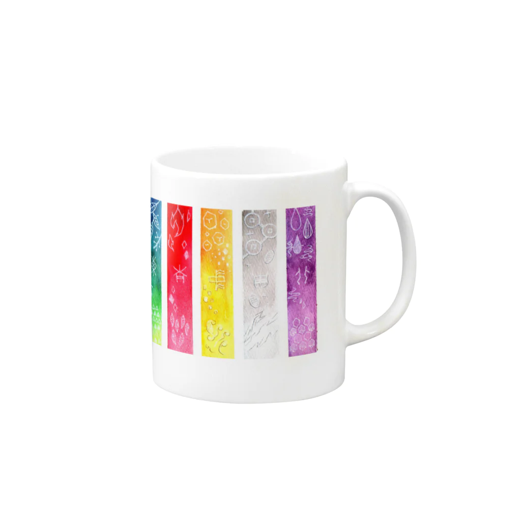 NINEの水彩 五色帯 Mug :right side of the handle