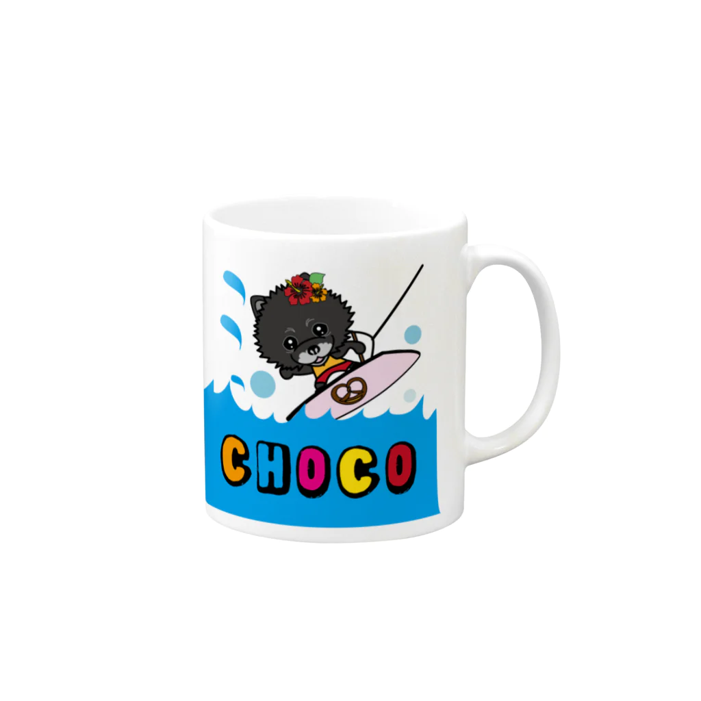 おりこうwanwanのウェイクボード!COCO&CHOCO Mug :right side of the handle