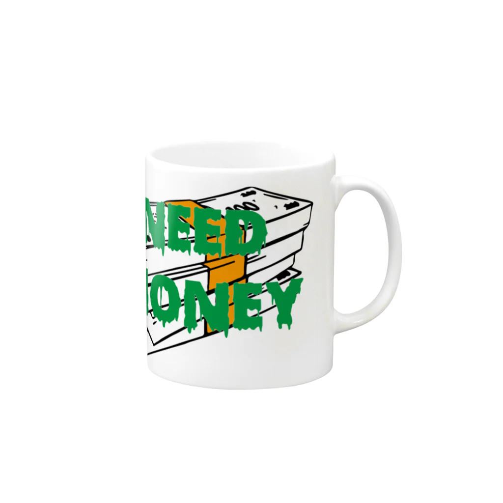 IKOAN DESIGN WORKSのNEED MONEY MUG マグカップの取っ手の右面