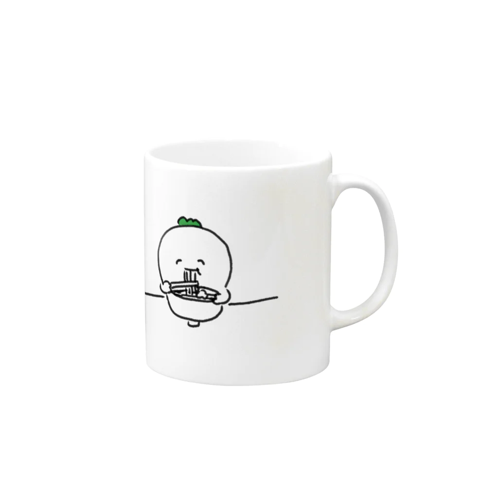 のろいぬのウドンススリ・ダイコン Mug :right side of the handle