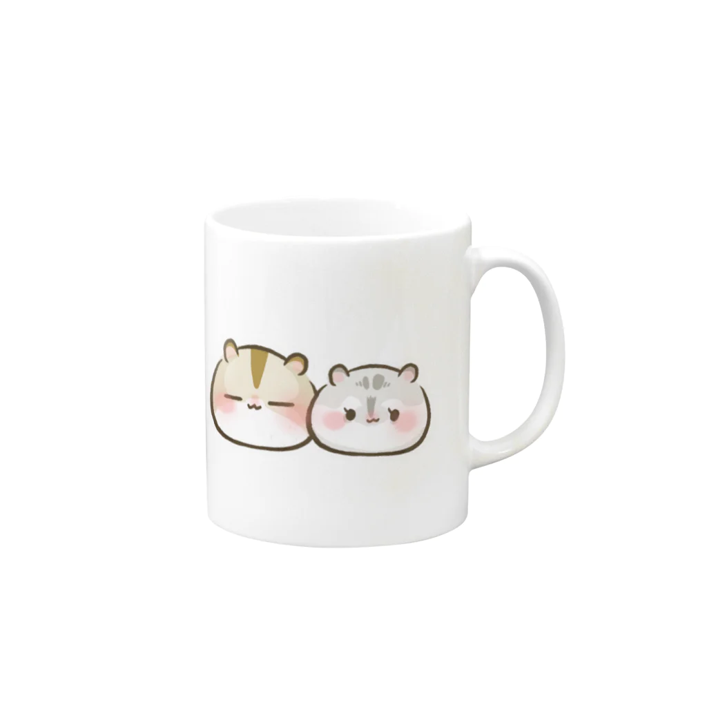 ハムスターちゃんねるの雑貨屋さんのもちおくんとオスカルくん Mug :right side of the handle