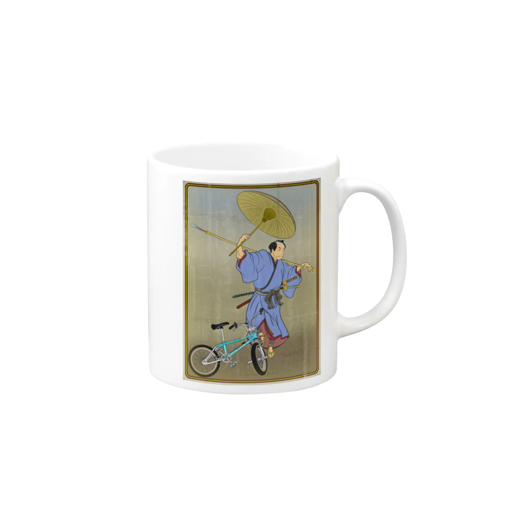 nidan-illustrationの"bmx samurai" #1 Mug :right side of the handle