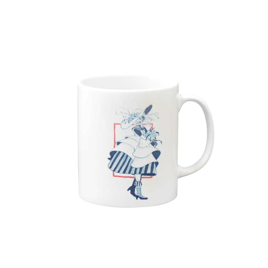 いしかわの地産地消の青色の女の子 Mug :right side of the handle