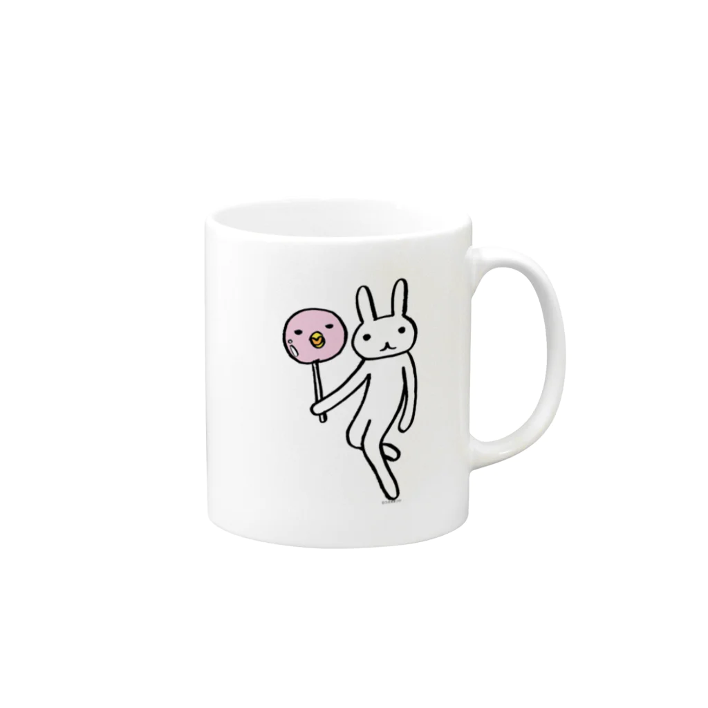 うさぎまつりのことりキャンデー Mug :right side of the handle