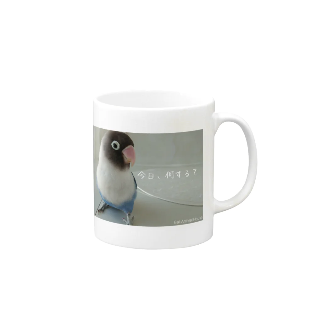 バリアニマルハウスの迷いボタンインコの新月さん Mug :right side of the handle