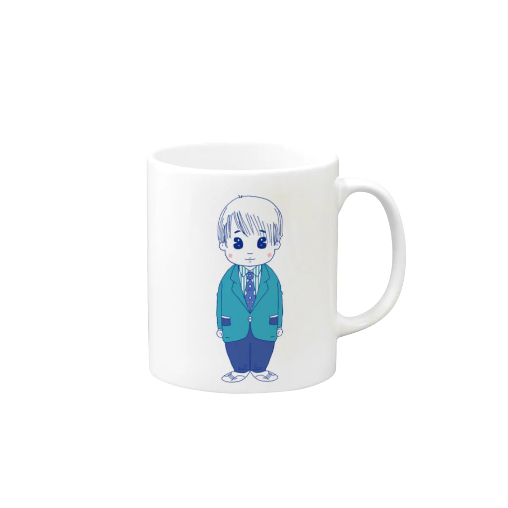 EDOMAEshopのぼく頑張ってます君 Mug :right side of the handle