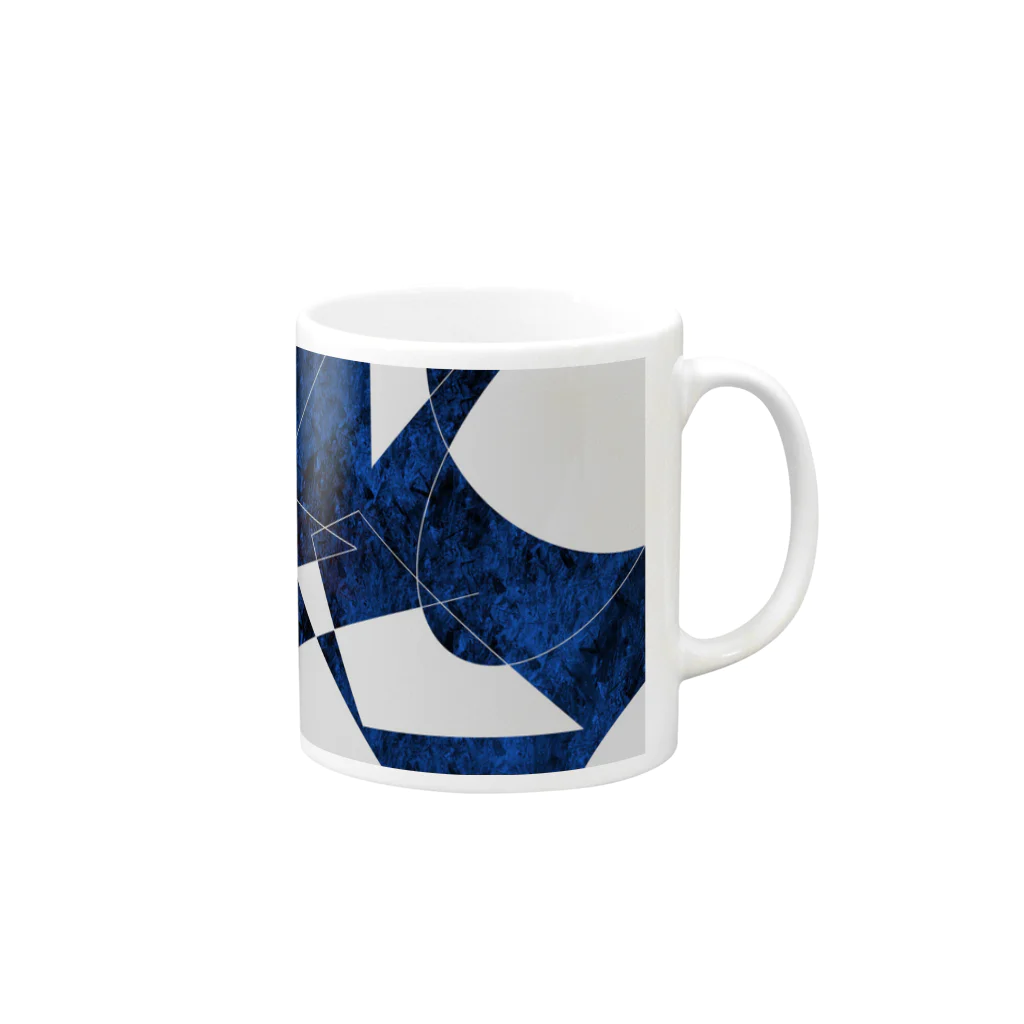 青のアートの青と白のアート Mug :right side of the handle