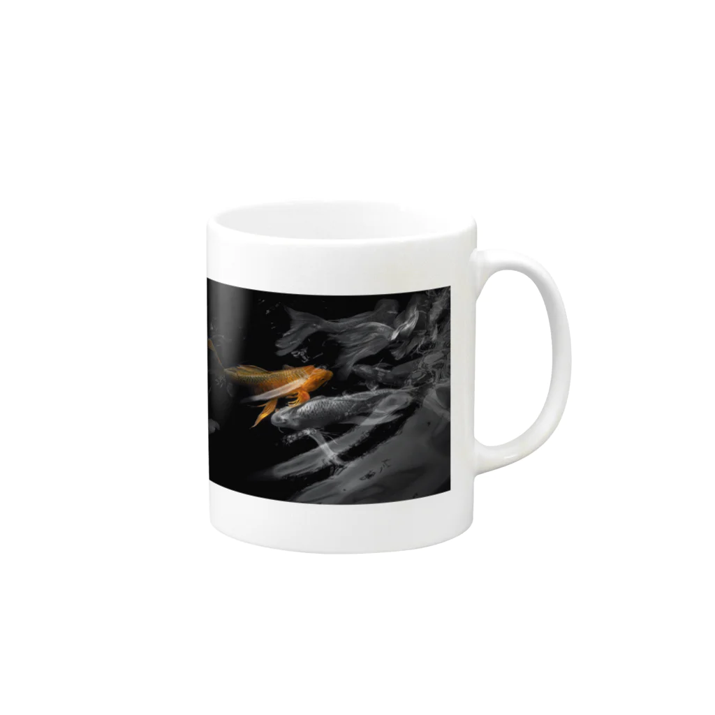 蓮池ヒロ / Hiro Hasuikeの鯉（金） Mug :right side of the handle